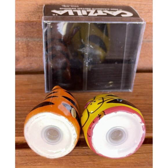 Catzilla Candace Reiter Salt Pepper Shakers Ceramic Orange Yellow Cat Vtg - Picture 6 of 9
